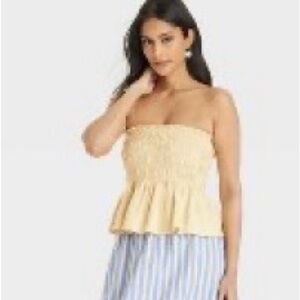 💛 Universal Thread Pale Yellow Tube Sleeveless Peplum Top